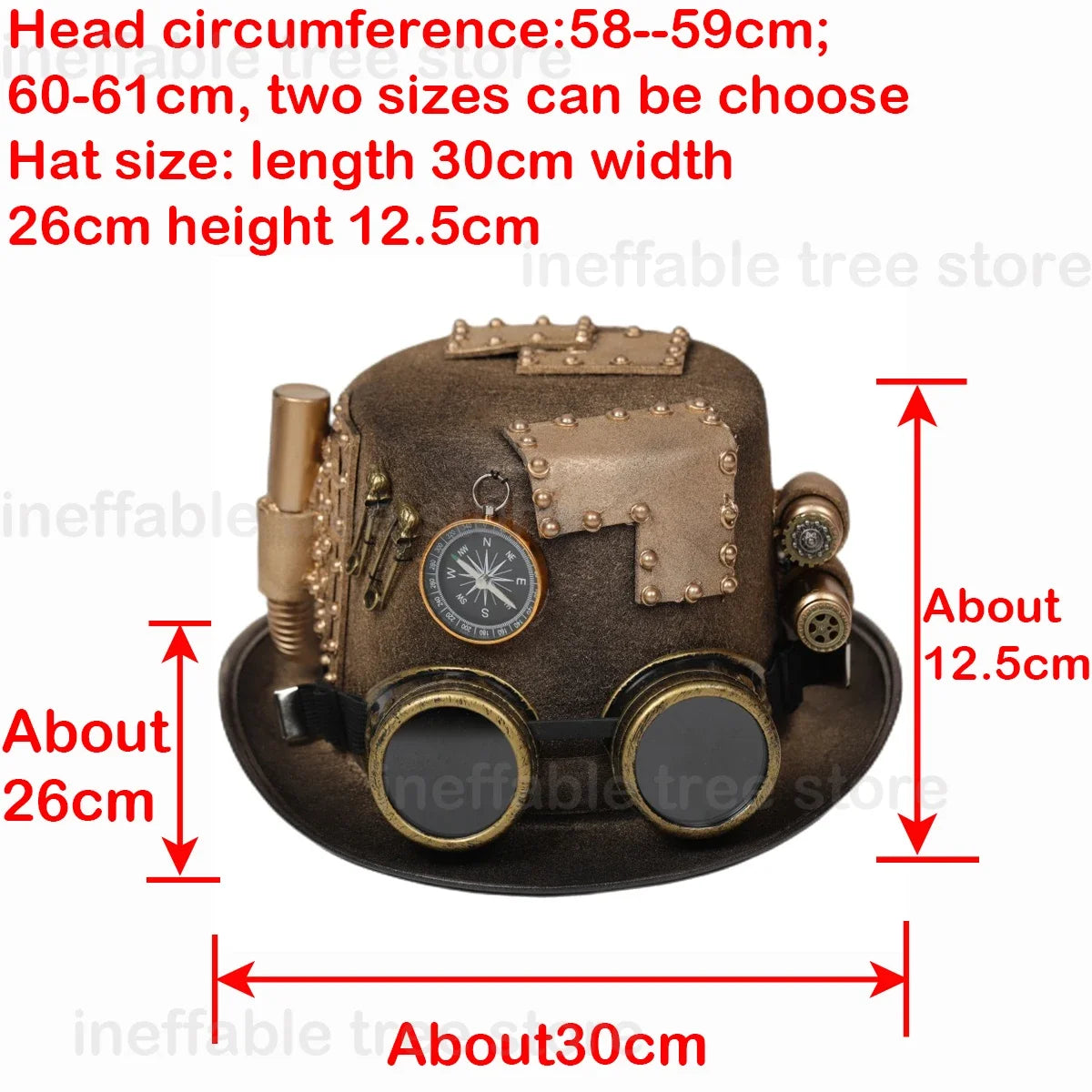 Gothic Headwear Steampunk Hat Victorian Top Magic Gears Goggles Chain Top Hats for Dress Up Halloween Cosplay Costume Fedora Cap