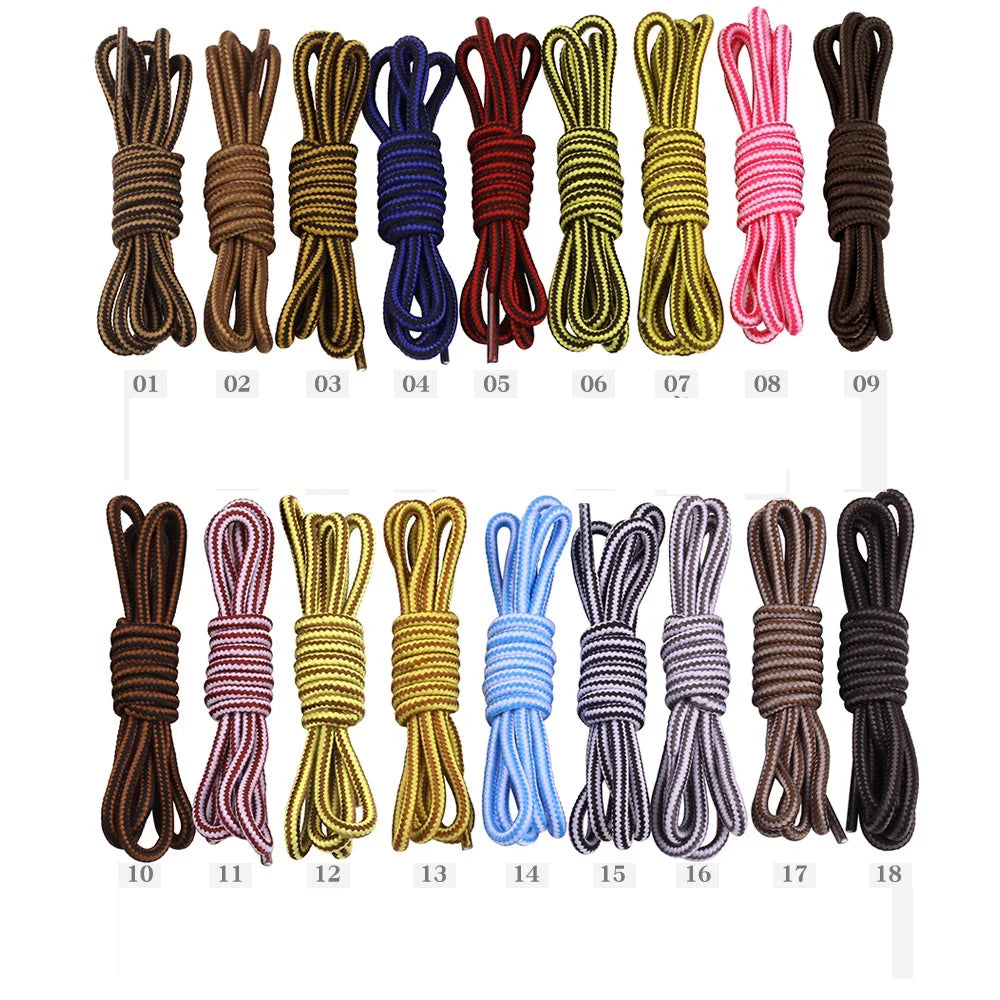 1 Pair 4mm Two-color Striped Round Color Polyester Shoelaces For Work Shoes Martin Boots Leather Boots Shoe Laces 100/120/150CM