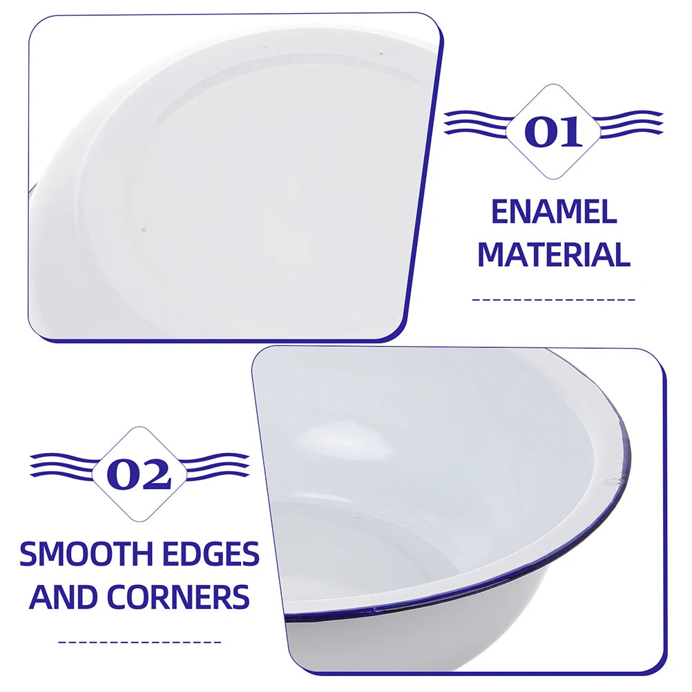 Enamel Basin Mixing Bowls Large Deep Soup Dish Capacity Thickened Enamel Bread Pasta Dishes Wash Basin Kitchen Sinks