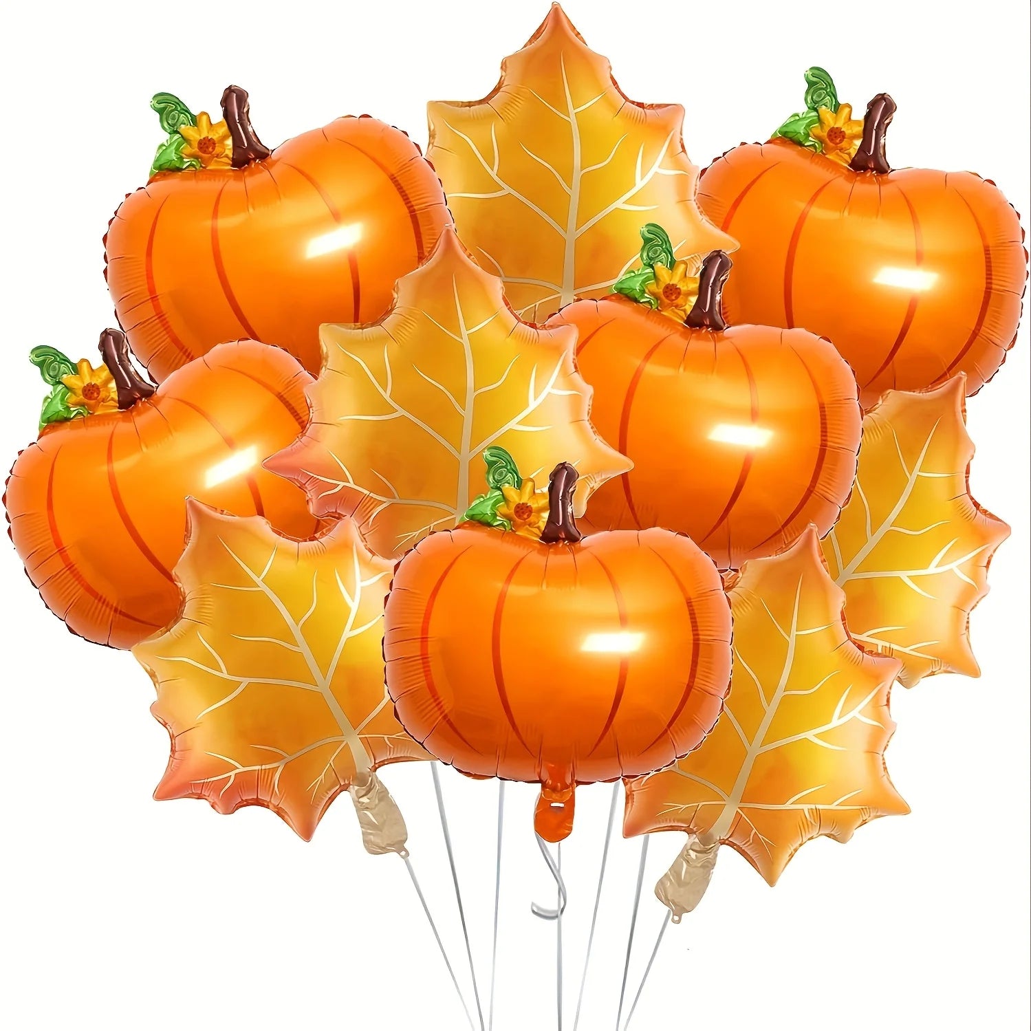 1set Happy Fall Balloons Pumpkin Big Maple Leaves Acorn Balloons Fall Mylar Foil Balloons ThanksGiving Home Festival Decorations