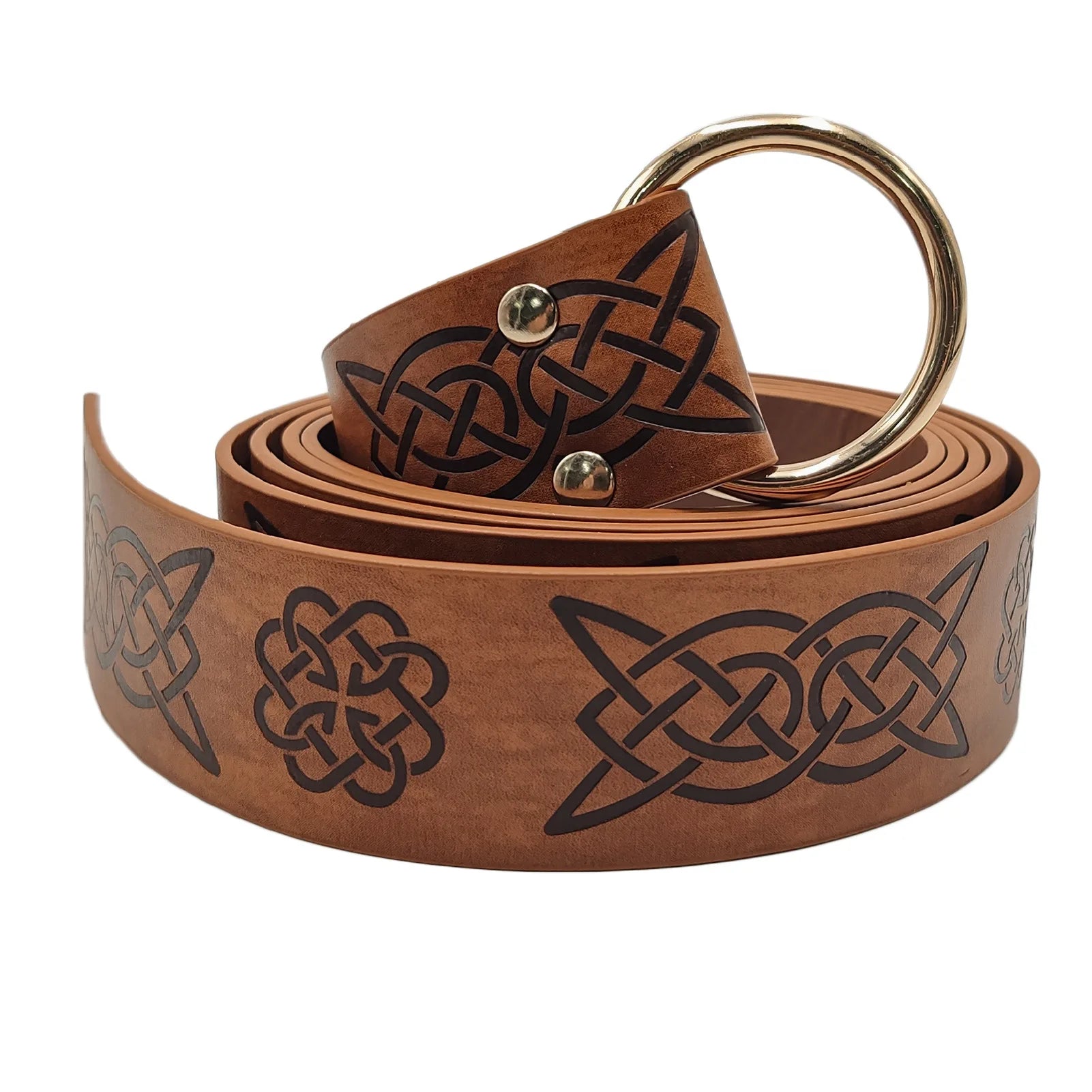 Medieval Embossed  Vegvisir PU Leather Belt Retro Renaissance Knight Belt Viking  Medieval Accessories Renaissance