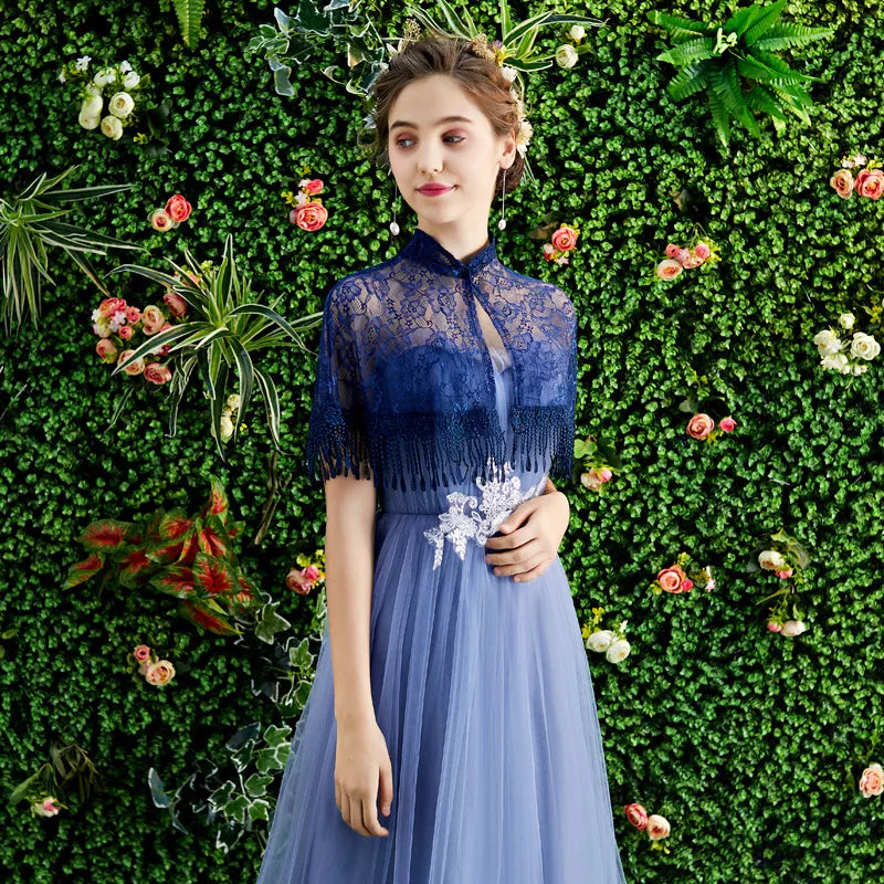 Bride wedding shawl colorful dress with tulle spring and summer thin etiquette shoulder yarn collar multi-color women's cloak