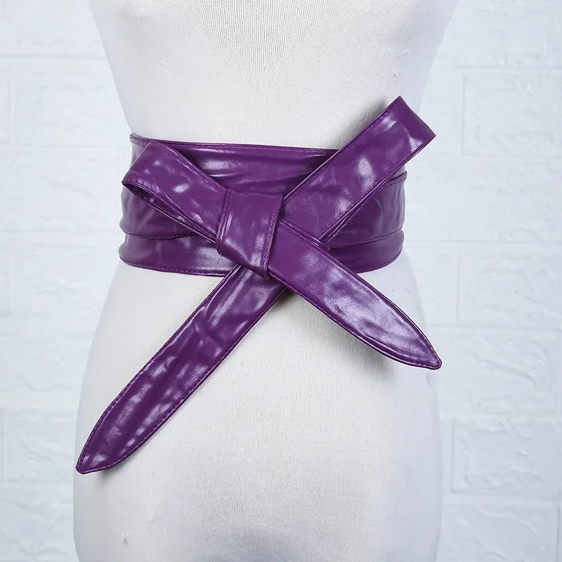 Women's Girdles Fashionable Solid Color PU Wide Belt Beautiful and Useful Tight Girdles Apparel Accessories