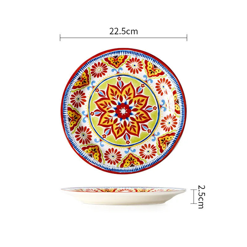 Exquisite Ceramic Plates Round Steak Dinner Pasta Plate Underglaze Colour dishware Kitchen Accessories Home Salad Plate
