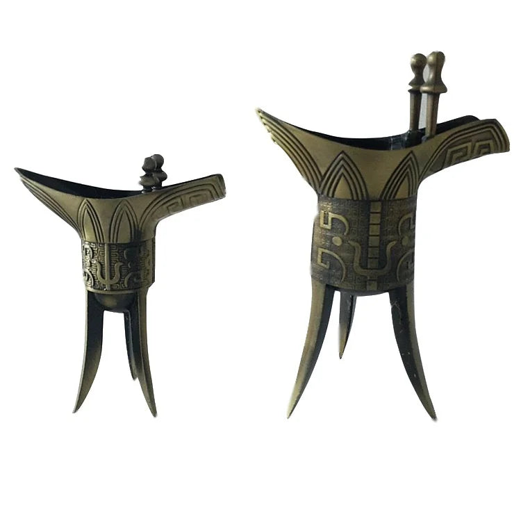 Retro Triangle Wine Cup Bronze glass Ancient Chinese Emperor  Vessel Goblet