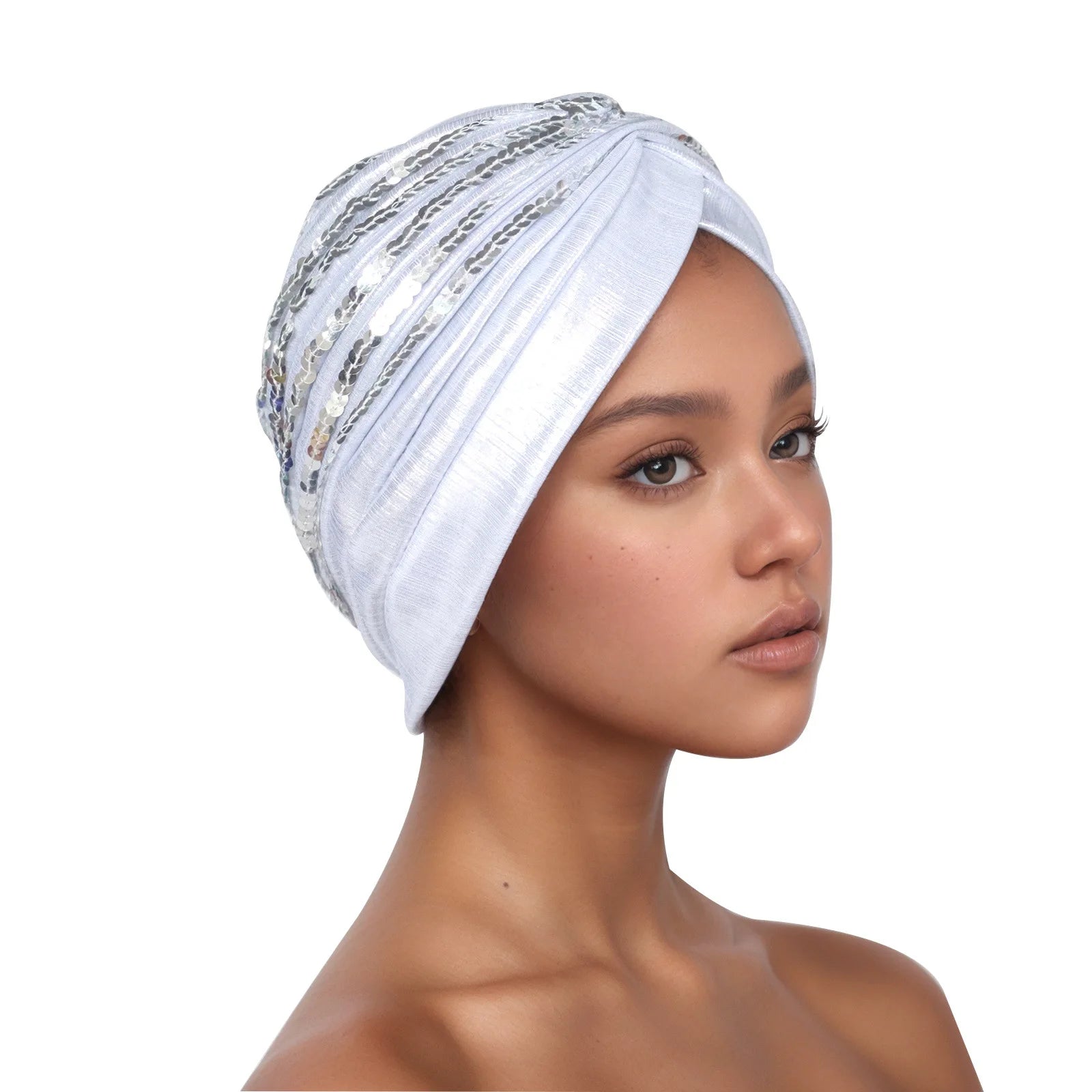 Women's Head Wraps Muslim Headscarf Cap India Hat Ready Hijab Bonnet Turbante Mujer Summer Breathable Sequins Turban Cap