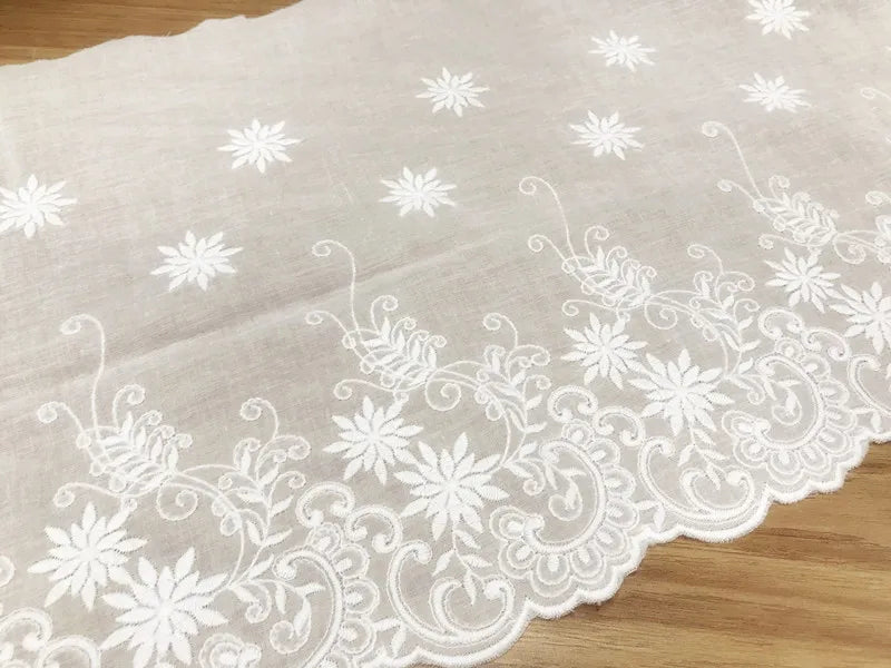 Lace Openwork Cotton Cloth, Embroidery Cloth, Exquisite, Off White, DIY Clothing Accessories, Curtains Width 26cm, 5Yards/Lot