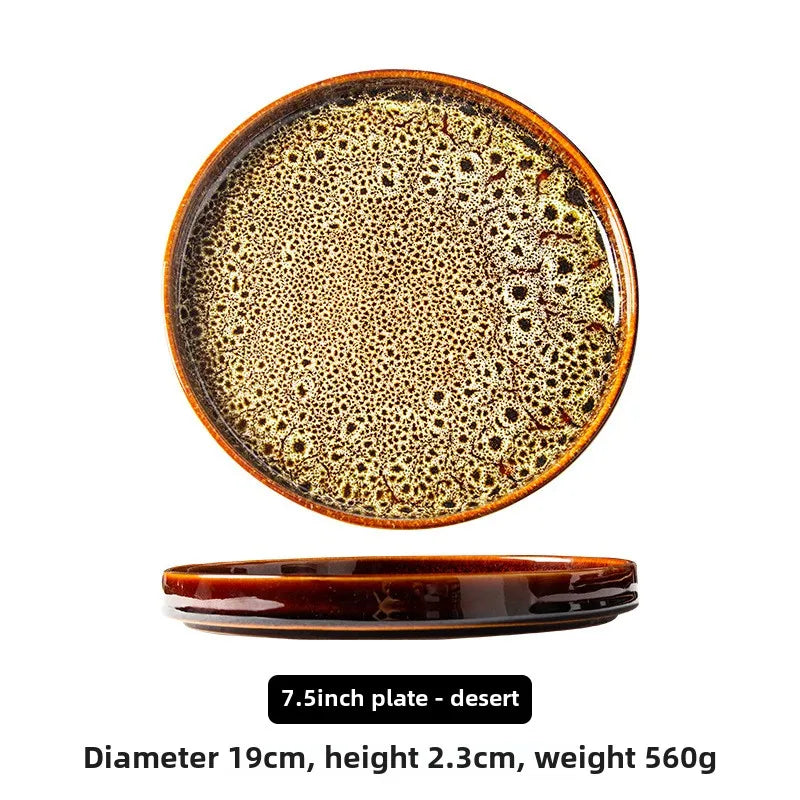 Ceramic household dish Ceramic dumpling plate ins high appearance level Western plate Japanese round tray