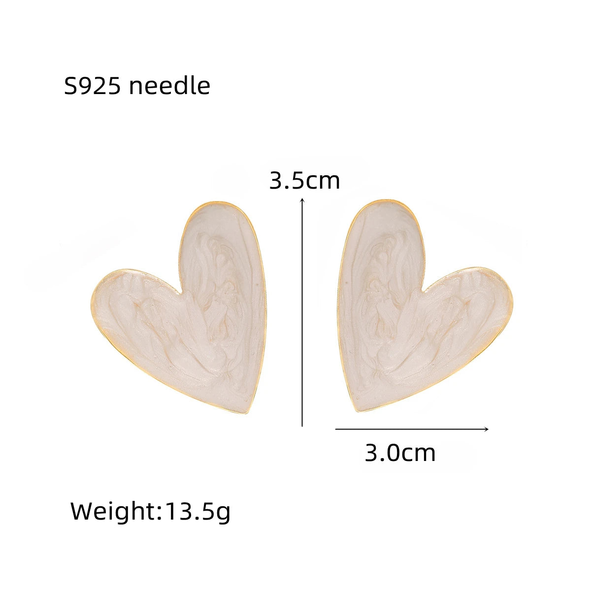Big Heart Stud Earrings for Women Girl Korean Love Drop Glaze Aesthetic Daily Life Minimalist Jewelry