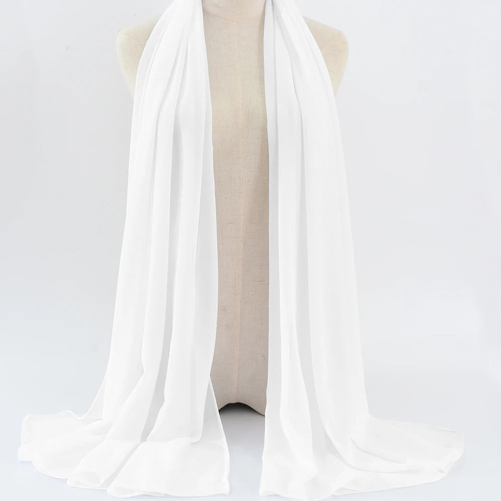 Fashion Pearl Chiffon Hijab Shawls Of Muslim Women Solid Color Head Wraps Scarf For Ladies