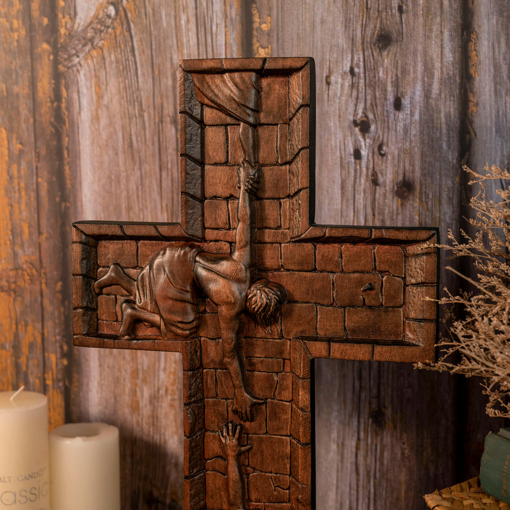 Jesus Christ the Savior Decorative Christian Cross, Wall Cross, Wooden Cross, Baptism, Jesus Home Decor, Catholic Wall Art