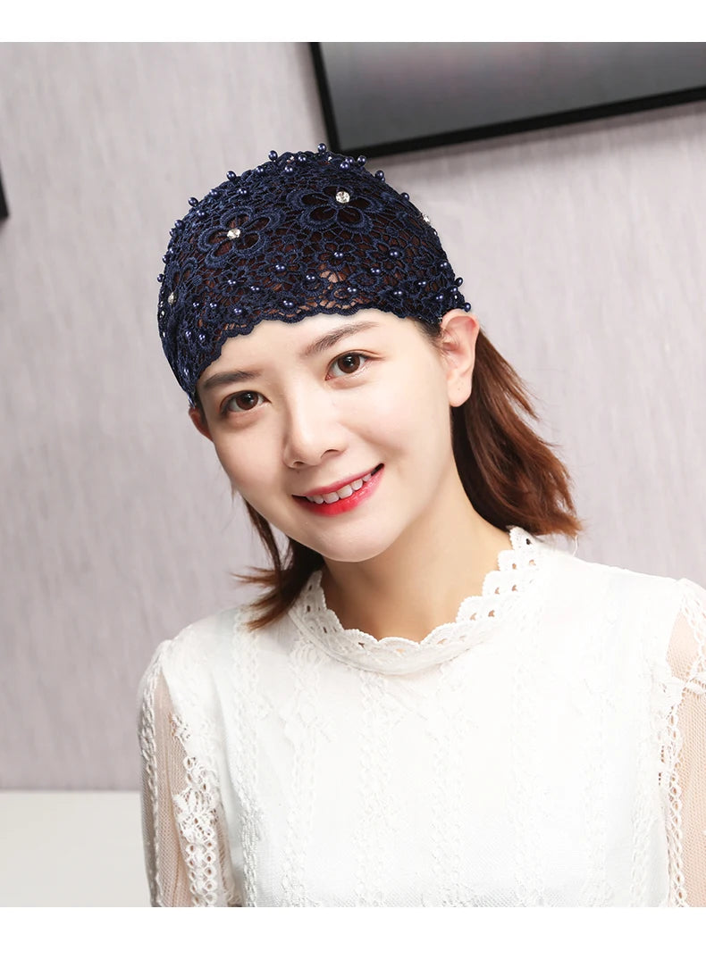 Fashion Wide-Brimmed Pearl Hair Band Cover Gray Hair Hair Accessories Girl's Face Washing Sports Casual Closed Head Cover Tiara