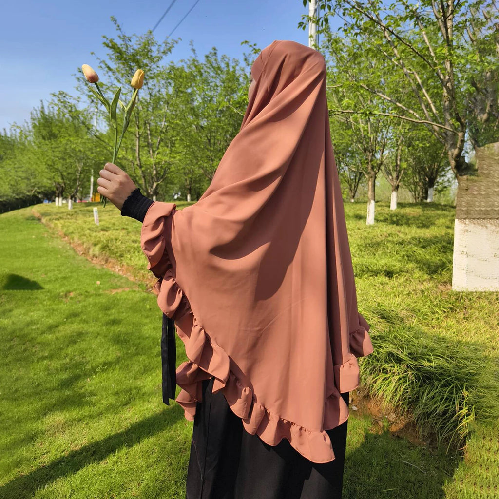 Women Plain Prayer Shawl Wraps Instant Scarf Hijab Large Single Layer Wooden Ear Border Clothing  Abaya Muslim Headscarf