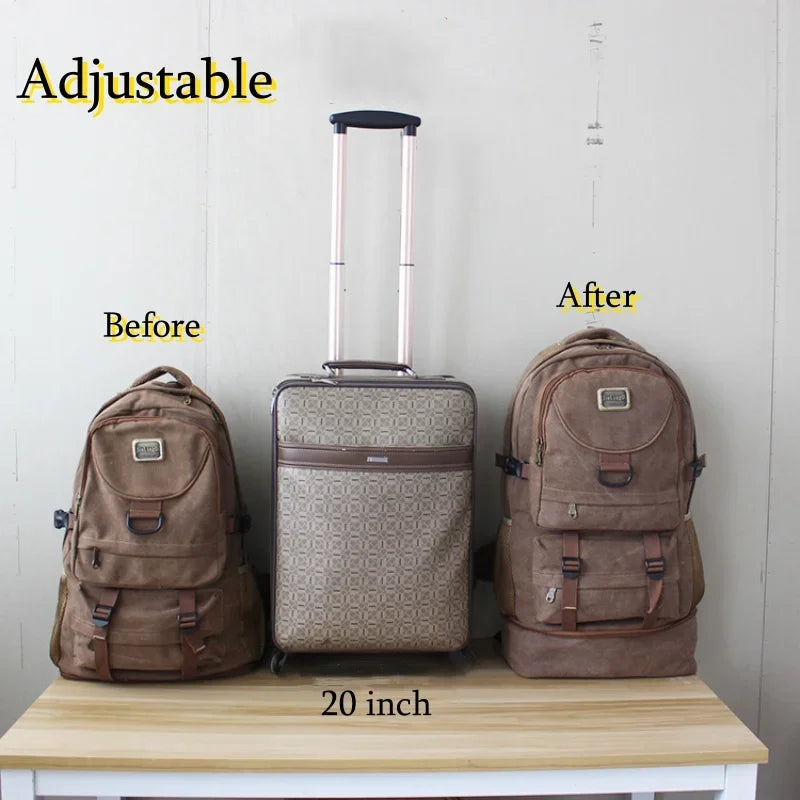 60L Large Capacity Outdoor Hiking Camping Backpack Men's Canvas Luggage Work Bag Tactical Rucksack Climbing Travel Back Pack