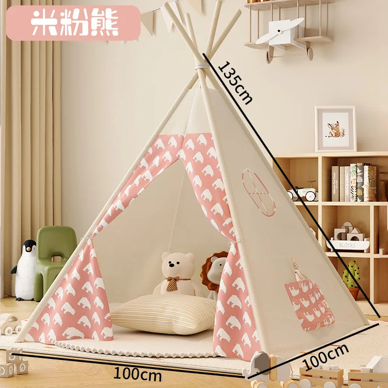 tent for Children Indoor Household Play House Wigwam for Children Portable Folding Tipi Teepee Girl and Boy Castle Play Tents