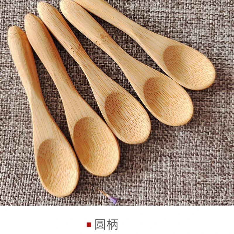 5Pcs Ice Cream Spoon Mini Easy Clean Wear-resistant Natural bamboo Wooden  Honey Children's Spoon Yogurt Spoon for Kitchen