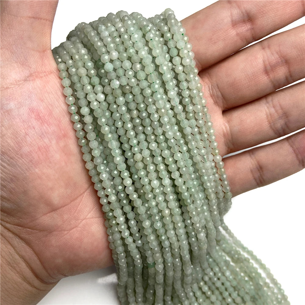 Micro Faceted Bead Natural Stone Beads Facted Green Emeralded 2 3 mm Spacer Loose Beads for Jewelry Making Necklace DIY Bracelet