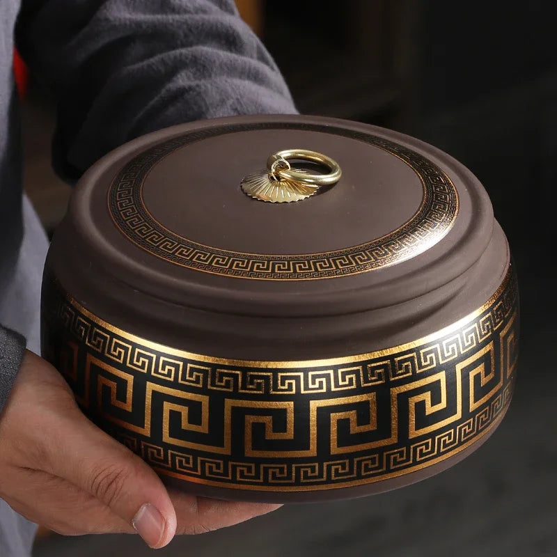 Purple Clay Tea Caddy Ceramic Large Airtight Pot Universal Half Catty Black Green Pu'er Tea Pot Household Storage Tank