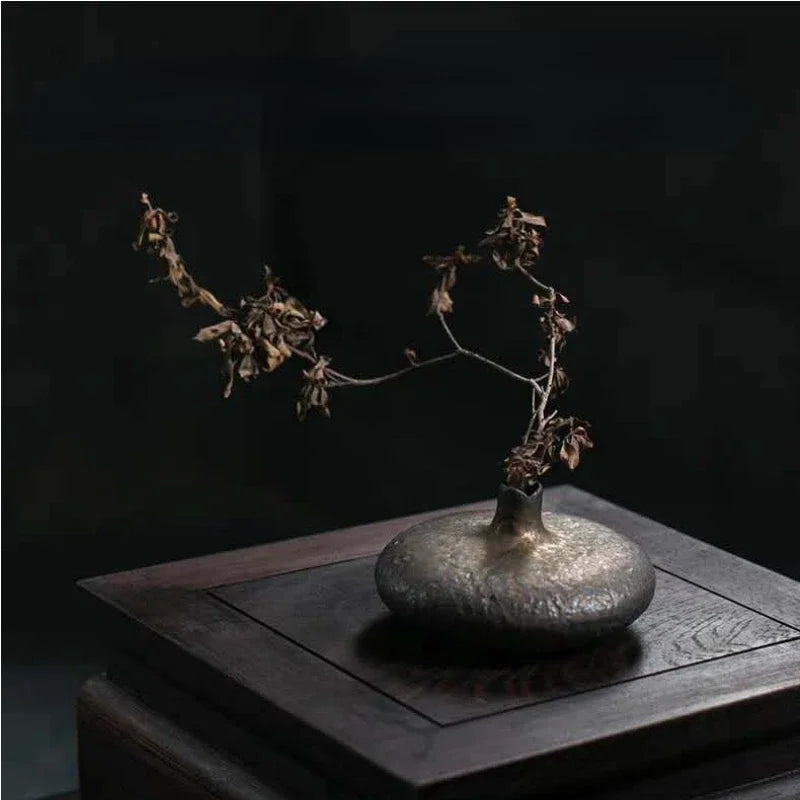 Chinese Retro Ceramic Vase Living Room Coarse Pottery Flower Ware Home Desktop Bookshelf Art Decoration Ornaments
