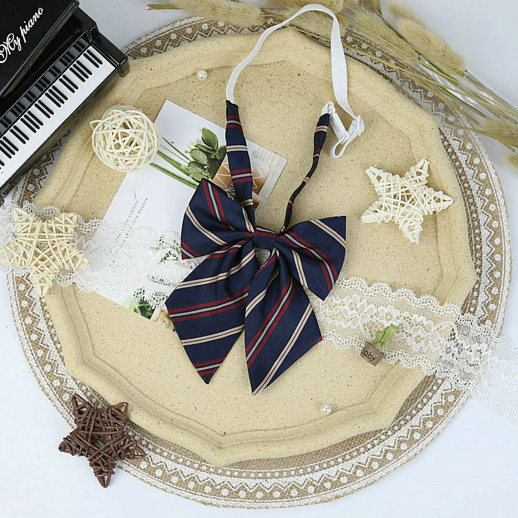 Japanese JK Men Tie Female Clothes Accessories Decorate Student Uniform Bow Tie Hand College Style Red Striped Ties for Girls