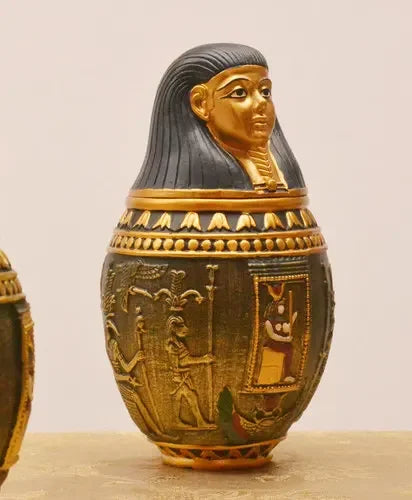 Memorial Funeral Supplies Egyptian Pet Urn Canopic Cat Dog Cremation Urn for Ashes Pet Coffin Box Home Decoration Figurines