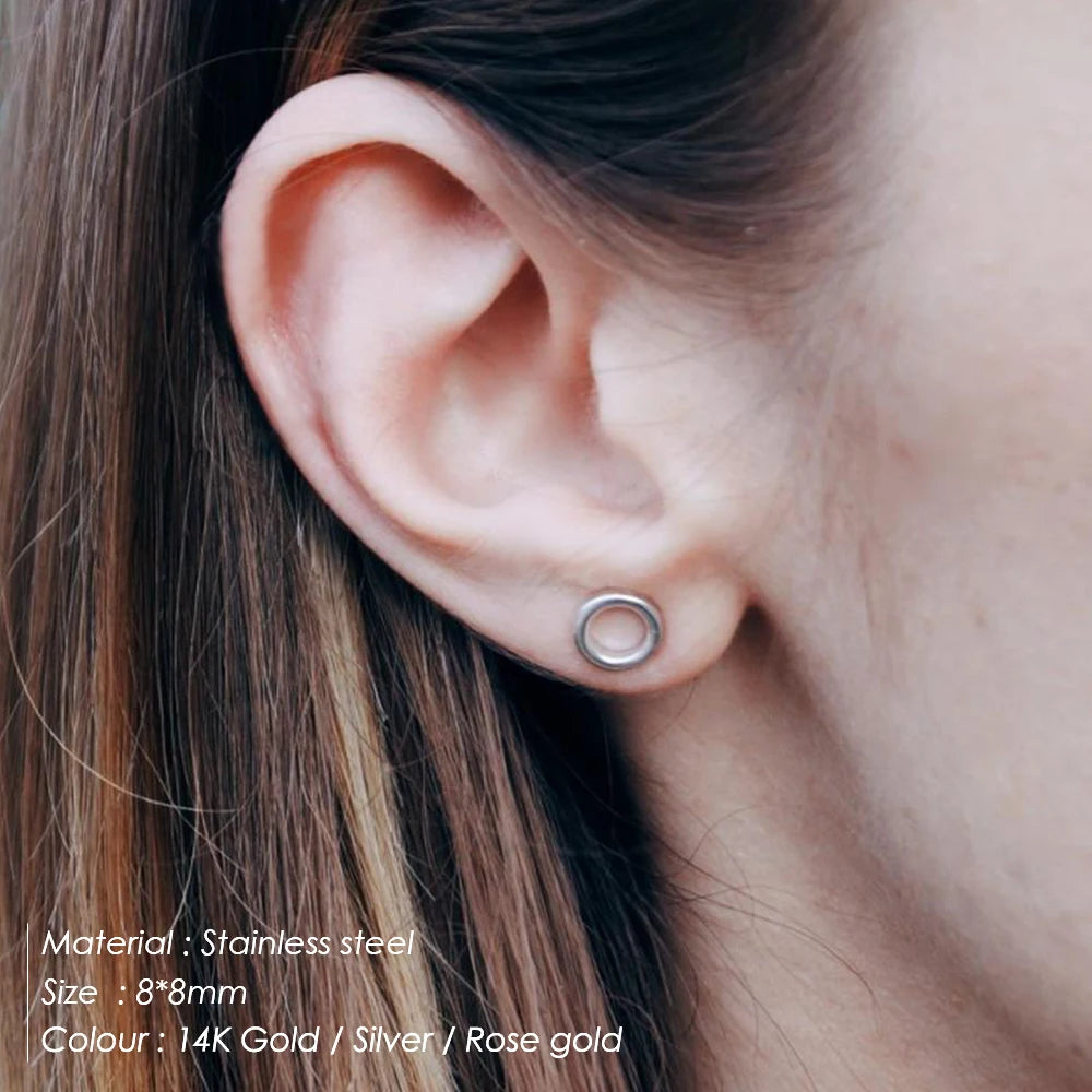 e-Manco Stainless Steel Stud Earrings for Women Korean Small Earings Fashion Jewelry Minimalist Women Earrings Stud Wholesale