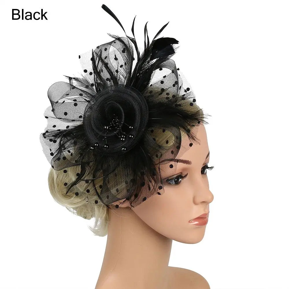 Bride Headwear hat Veil Wedding Hair Accessories Flowers Feather Mesh Veil Face Cover Multi Colors Korea Japan Black White