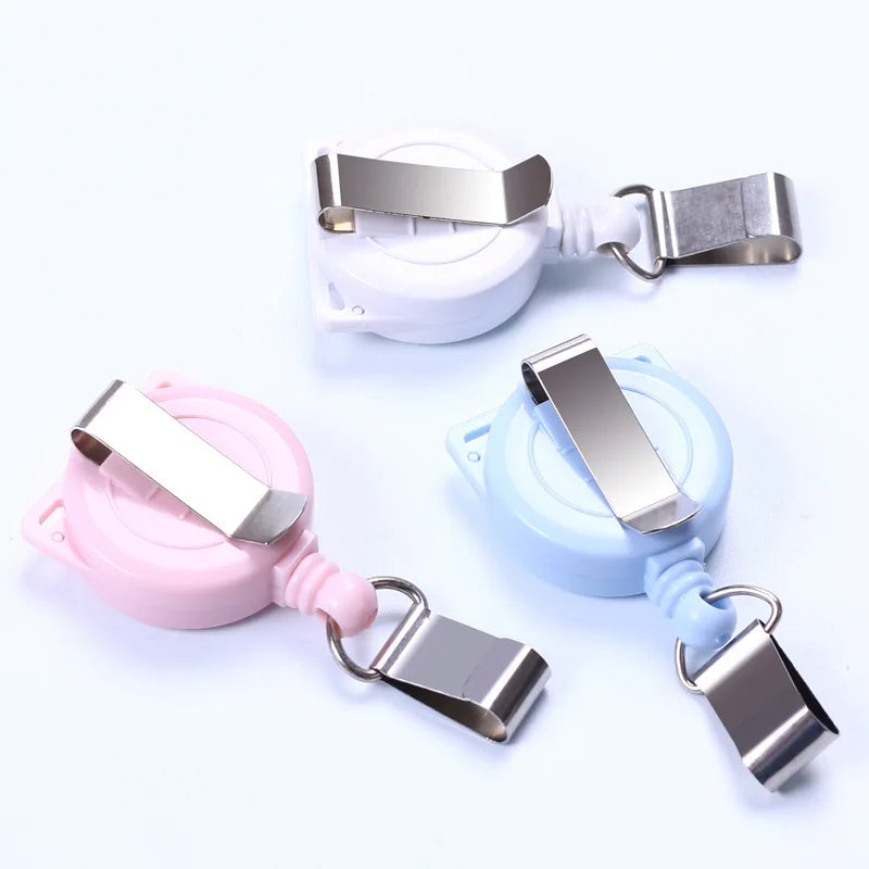 Colorful Retractable Badge Holder Clip Anti-lost ID Staff Employee's Work Card Badge Reel Lanyards Keychain Card Hasp