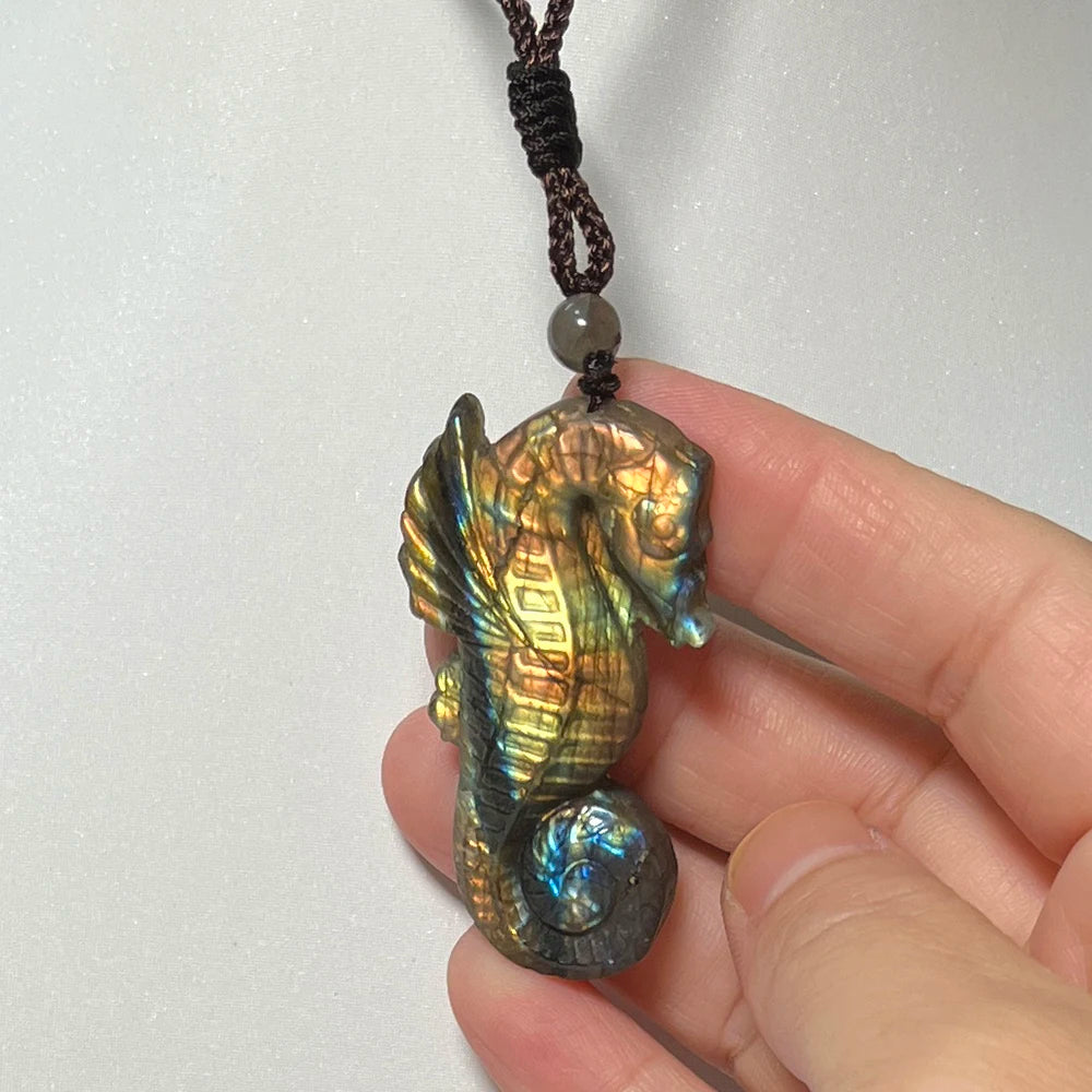 Necklace Pendant Natural Stone Irregular Shape Bead Blue Green Orange Labradorite Pendant for Women Men Jewelry 1Pcs