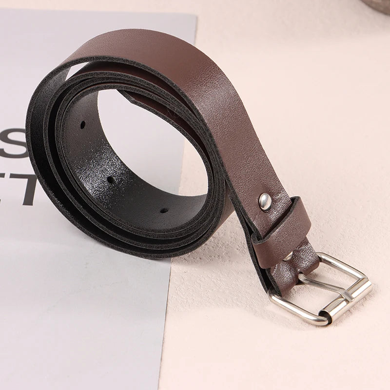 100CM Leather Belt Fashion Waist Belts Metal Buckle Waistband Pants Decorative Belt Clothing Accesories
