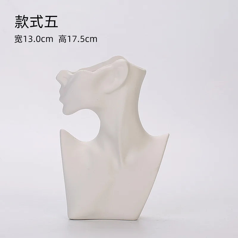 NEW Nordic Modern Simple Ceramic Vases Plain Burning Decoration Living Room Office Home Furnishings Creative Body Shape Bottles