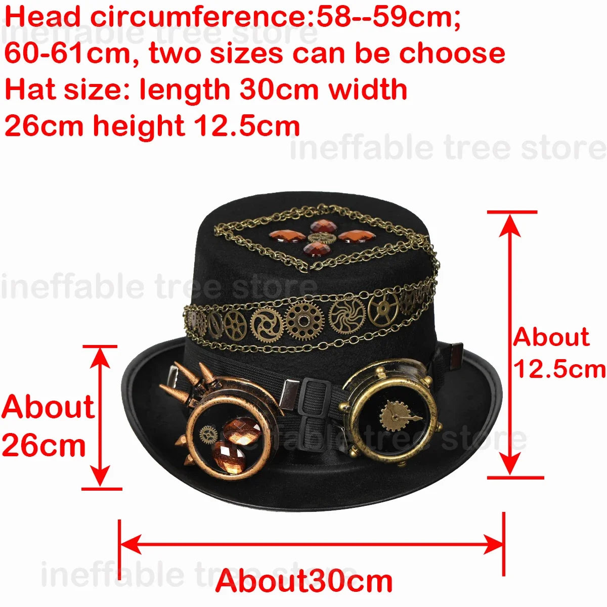 Gothic Headwear Steampunk Hat Victorian Top Magic Gears Goggles Chain Top Hats for Dress Up Halloween Cosplay Costume Fedora Cap