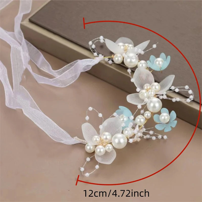 Pearl Flower Headband Bridal headdress Wedding Crown Fashion The wreath bracelet Band Tiaras Crystal Headpiece Hair Jewelrys