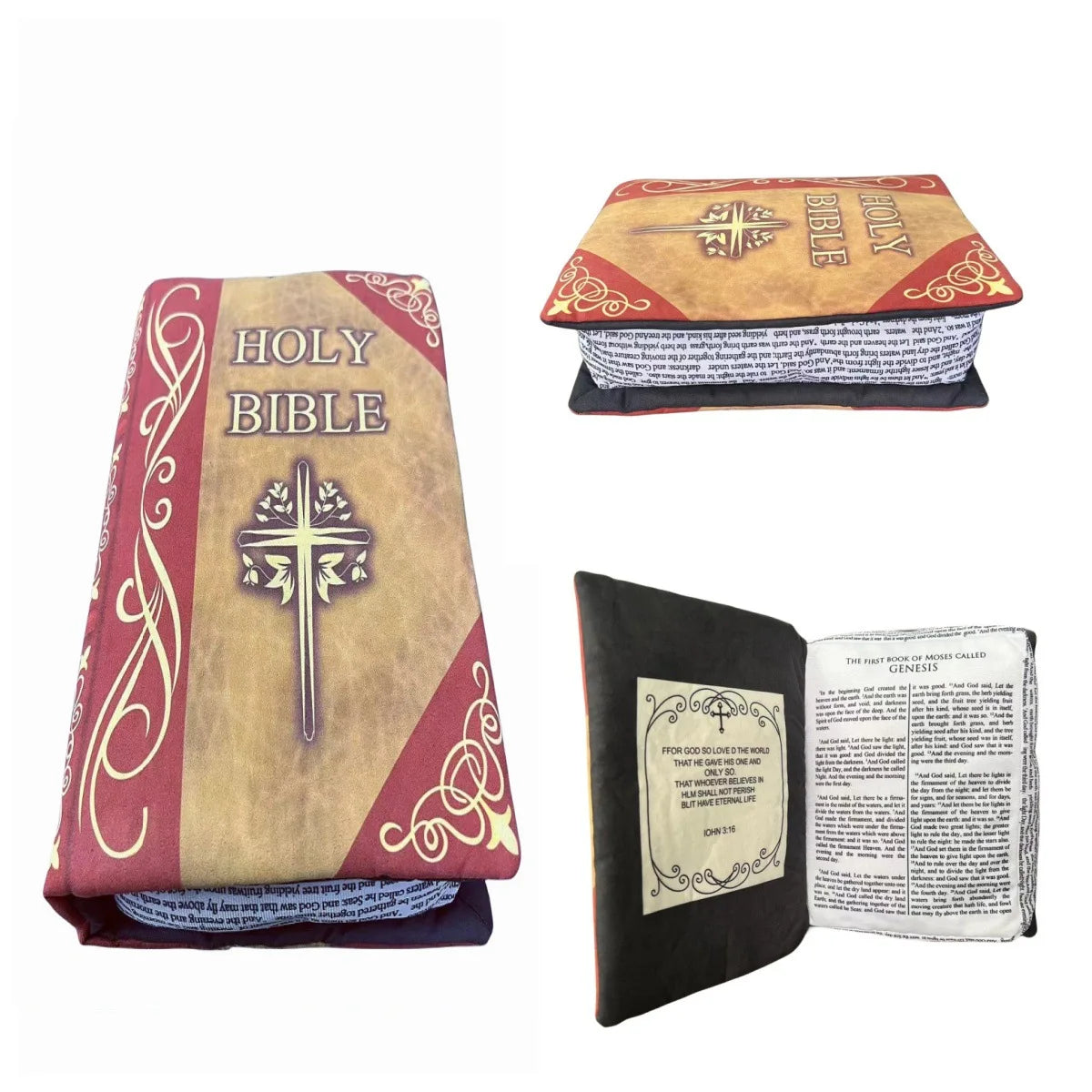 Holy Bible Pillow Book Plush That Opens Bible Verse Pillow Soft Plushies Book Pillow Bible Christian Gifts for Kids Children