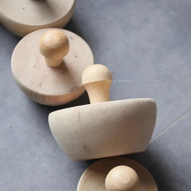 Pottery Purple Clay Teapot Round Mouth Egg-shaped Tool with Handle Wood Egg DIY Making Ceramic Teapot Round Mouth Auxiliary Tool