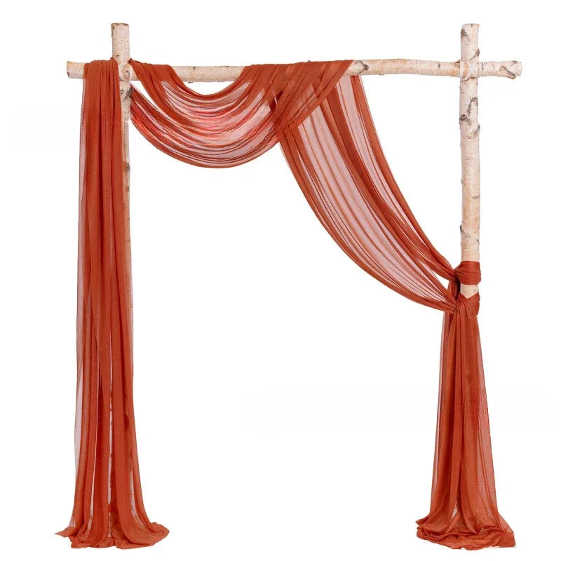600CM Pearl Chiffon Veil Wedding Decoration Cloth Curtain European Wrinkle Free Cloth Curtain Holiday Party Decoration