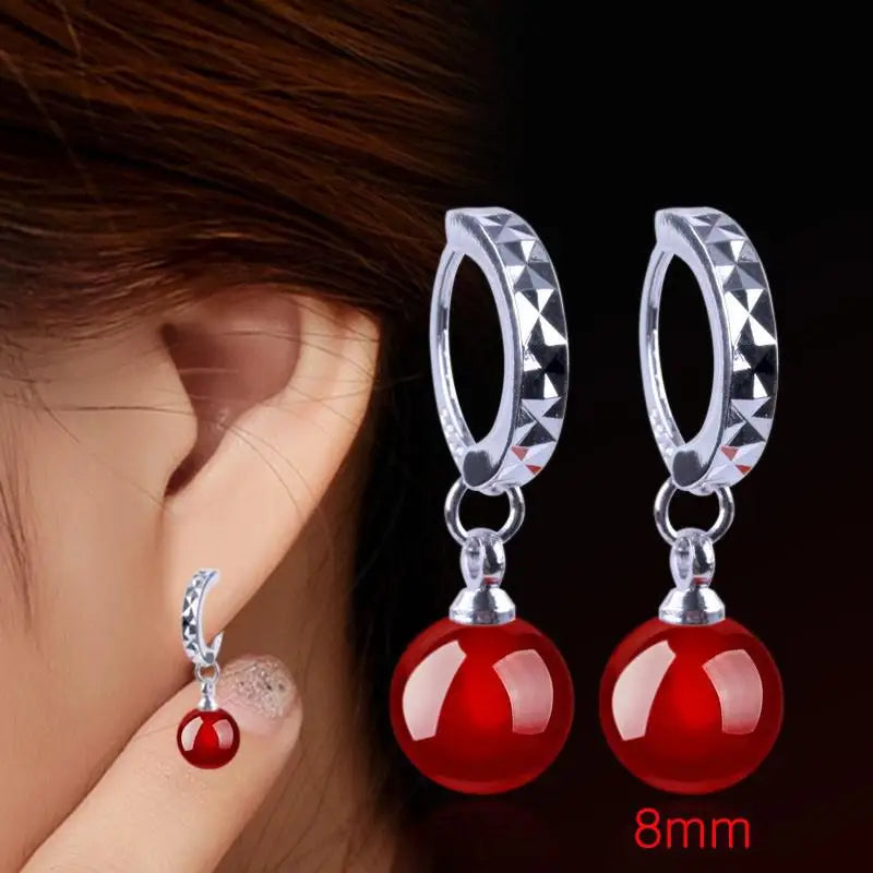 Korean Red Natural Stone Drop Earrings For Women Natural agate Jewelry Bridal Party Wedding Tassel Earrings 2023 Trendy 2Z40