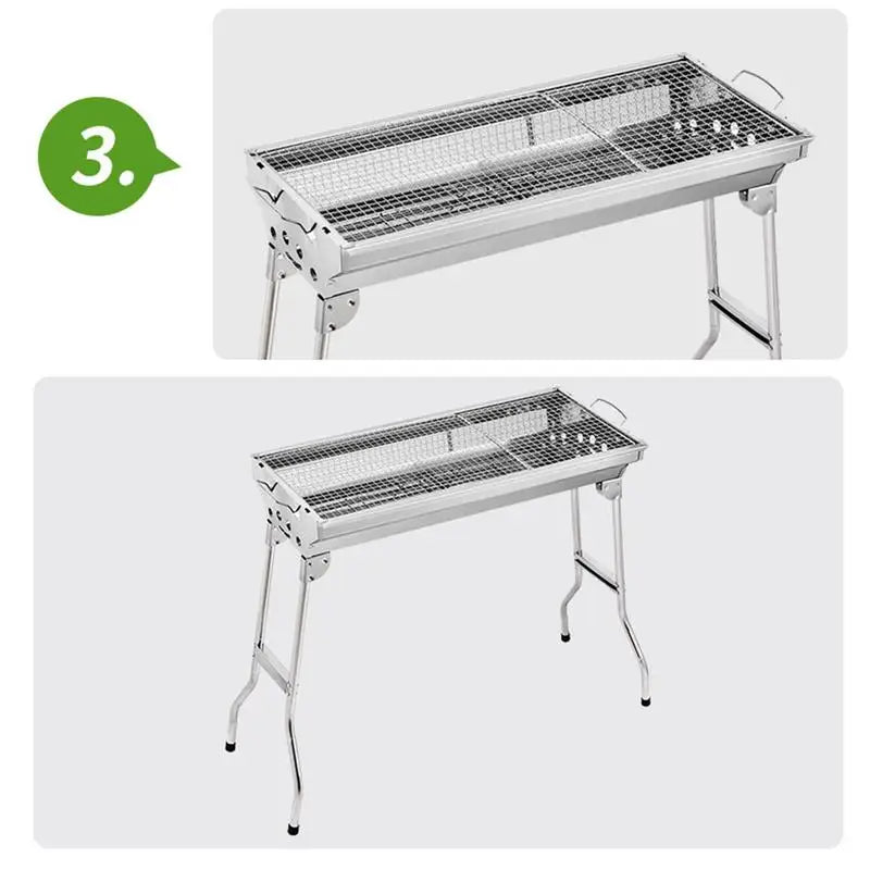 Camping Charcoal Grill Folding Barbecue stove Portable Stainless Steel Large BBQ Grill Picnic Cookware Furnace camping accessory