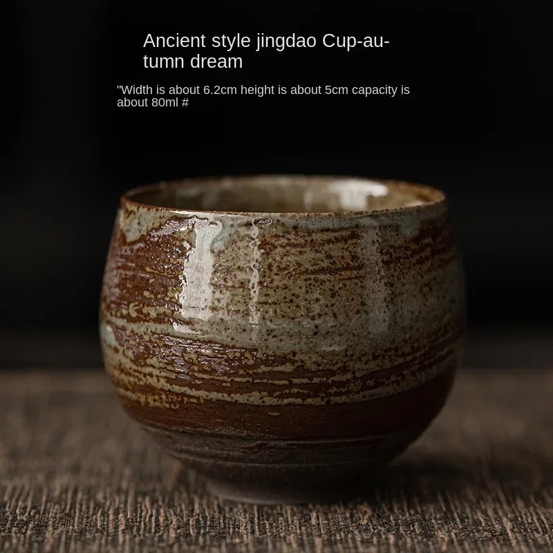 Japanese Style Handmade Rough Ceramic Teacup Kung Fu Teaware Accessories Vintage Stoneware Tea Cup Ancient Single Cups