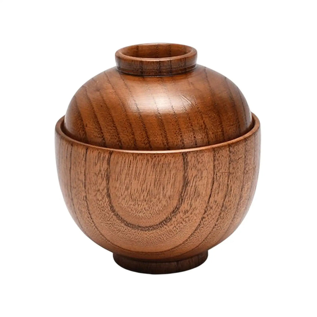Wooden Bowl with Lid Baby Children Household Food Storage Serving Bowls Kitchen Salad Fruits Food Bowl Small Wooden Bowls