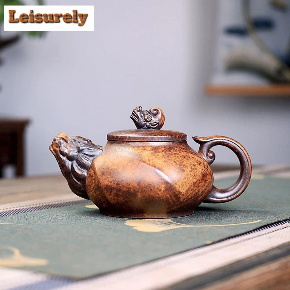 380ml Chinese Yixing Purple Clay Teapots Handmade Dargon Tea Pot Raw Ore High Temperature Section Mud Kettle Zisha Tea Set Gifts