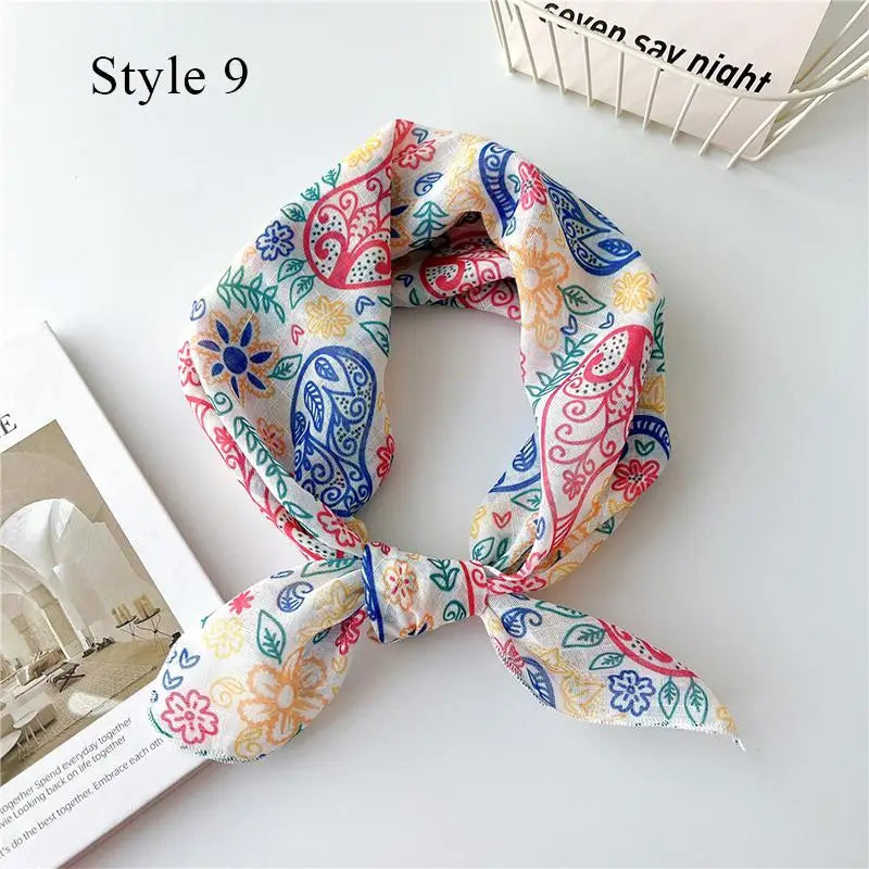 Fashion Cotton Linen Shawl Square Scarf for women sweet Cherry Print Hijabs Ladies Wraps summer sunscreen Bandanas Head scarf