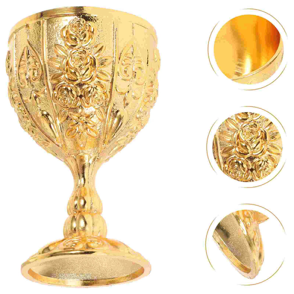 Brass Dragon Retro European Goblet Cup Vintage Chalice Medieval Glass Temple Gold Holy Knight Viking Beer Metal