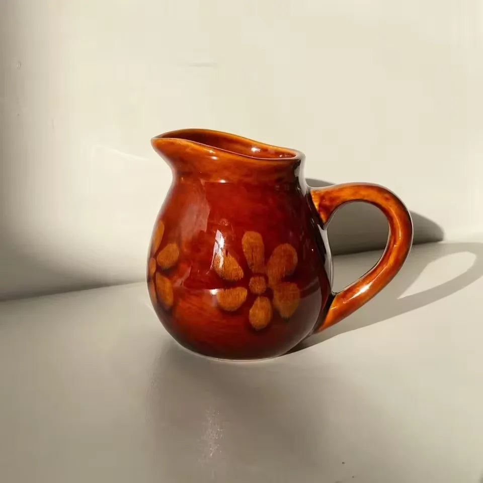 New Vintage Ceramic Creamer with Handle Cream Jug Gravy Boat Coffee Milk Pitcher Dipping Sauce Jug Milk Pourer Syrup Dispenser