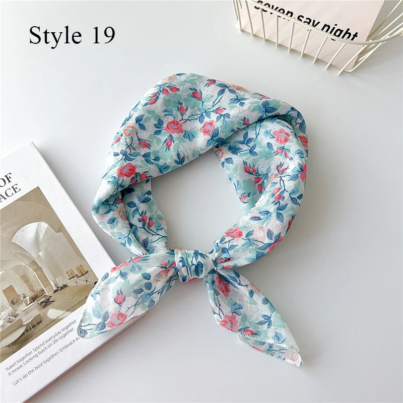 Fashion Cotton Linen Shawl Square Scarf for women sweet Cherry Print Hijabs Ladies Wraps summer sunscreen Bandanas Head scarf