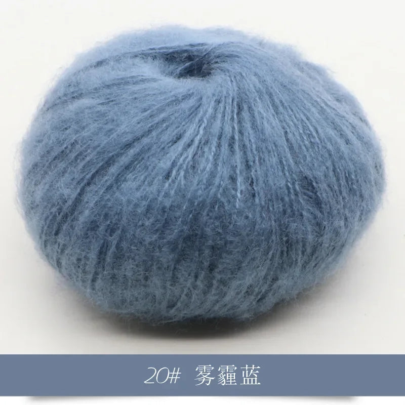 25g Worsted Natural Soft Silk Fine Wool Mohair Yarn Skein Baby Organic Crochet Hand Knitting Sewing Thread Scarf Shawl