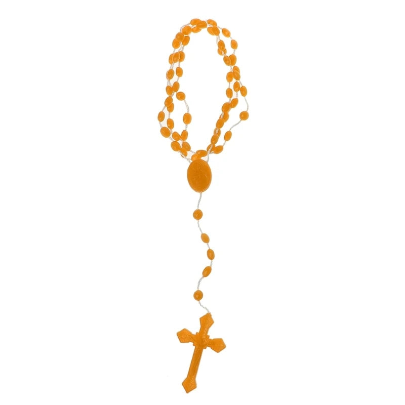 8 Colors Plastic Rosary Beads Luminous Necklace Catholicism Prayer Religious