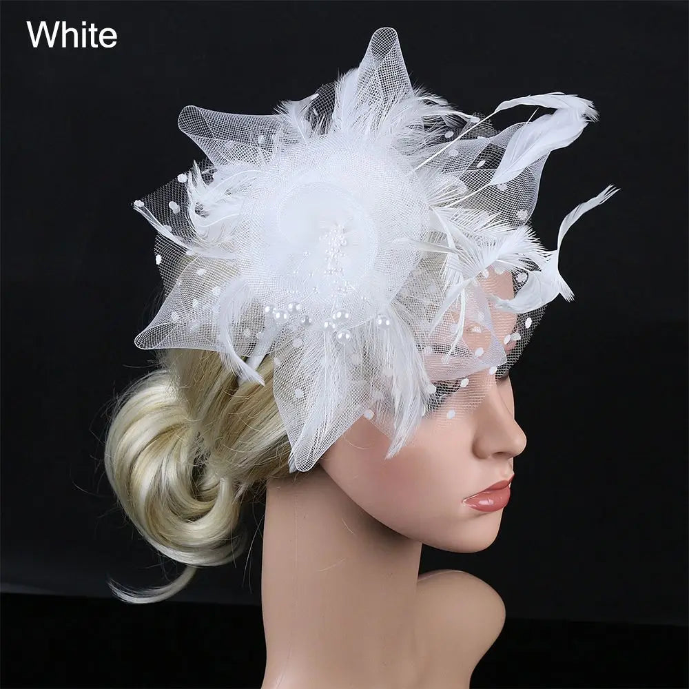 Bride Headwear hat Veil Wedding Hair Accessories Flowers Feather Mesh Veil Face Cover Multi Colors Korea Japan Black White