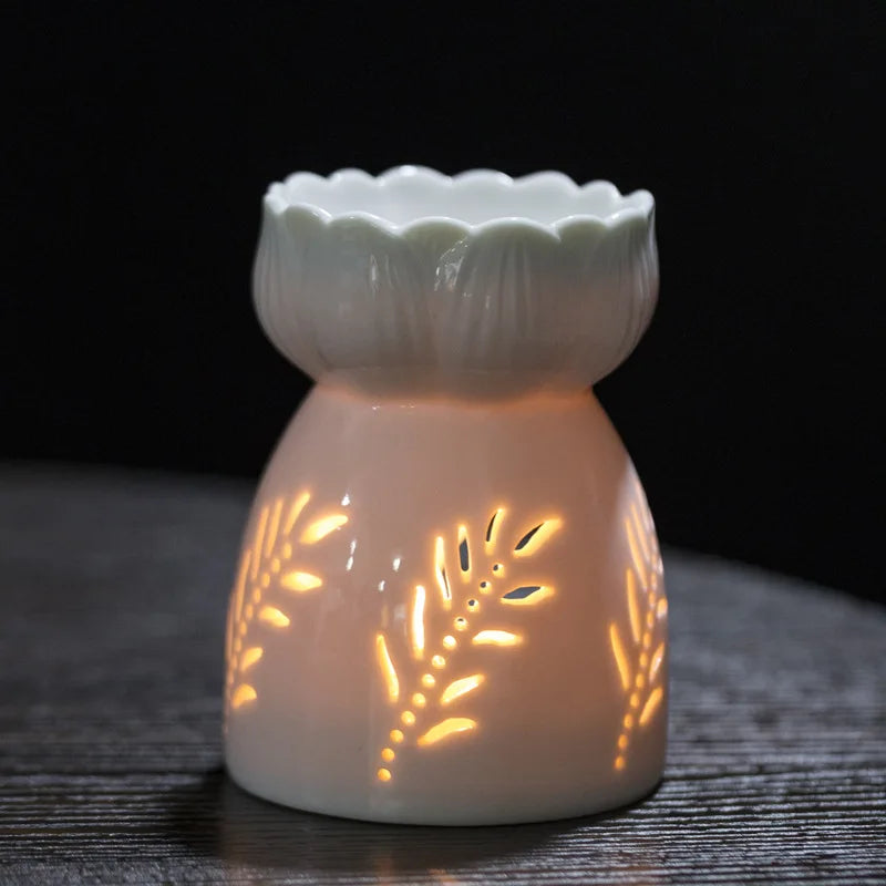Ceramic Essential Oil Diffuser Retro Aromatherapy Flame Bedroom Living Room Decor Relaxation Gift for Home Romantic Lighting