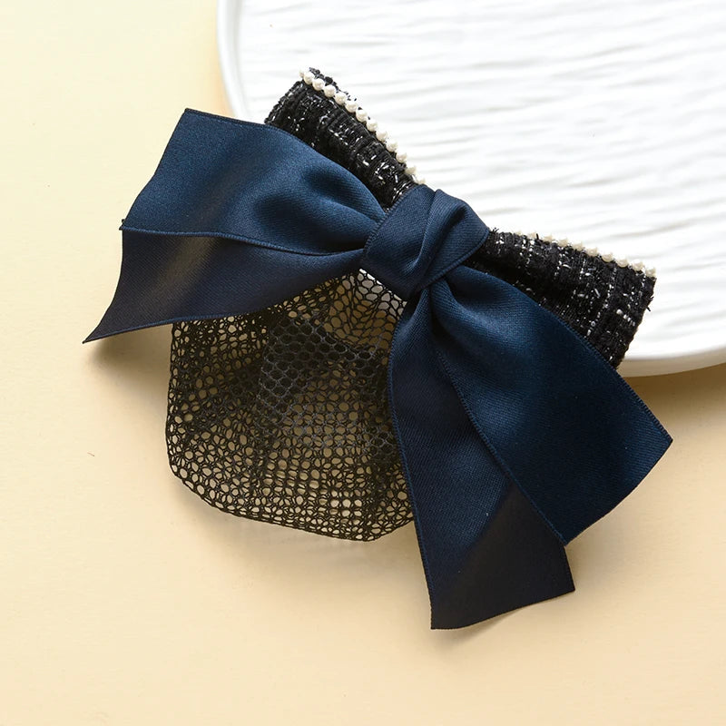Head Flower Net Bag Professional CCB Postal Nurse Hotel Stewardess Uniform Belt Thin Online Work Tray Hair Net Bag Bow